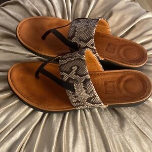 Fitflop Black and Brown Sandals with Snakeskin Pattern